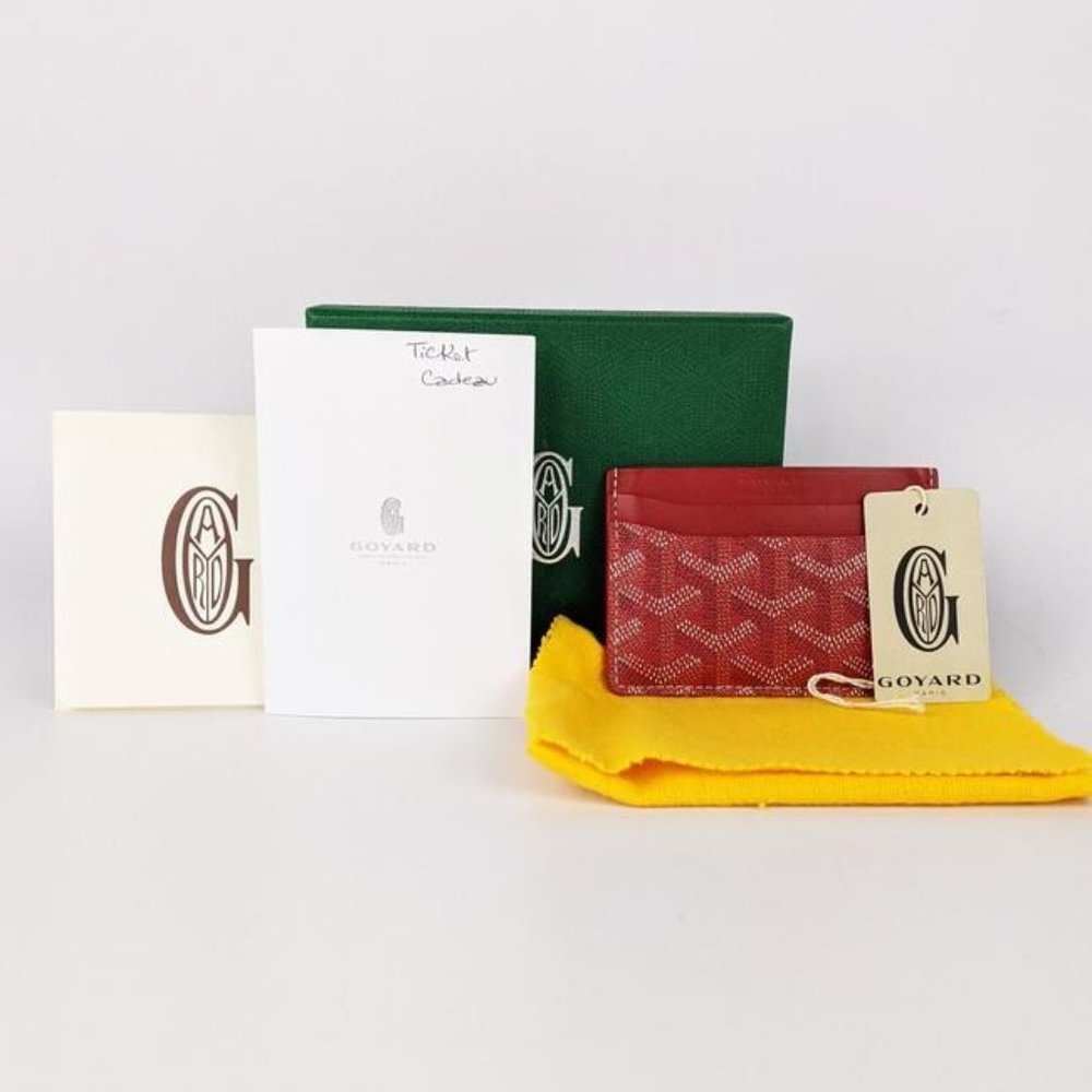 SOLD Goyard Red Sulpice Goyardine Card Holder - Picture 4 of 4